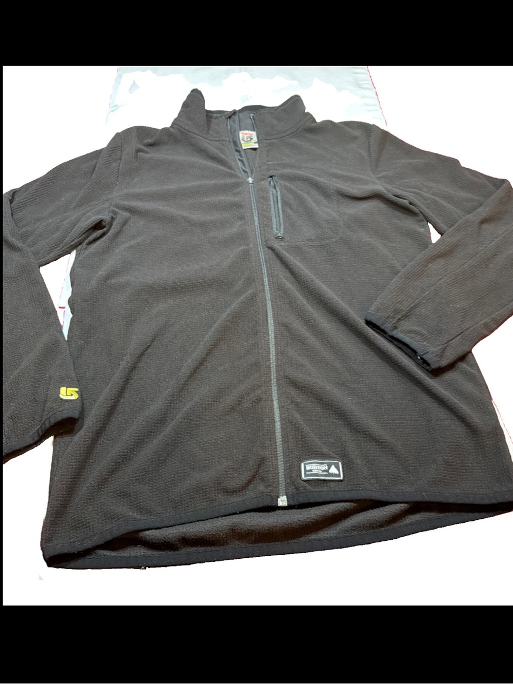 Burton Dryride BLACK Waffle ZIP Fleece Jacket Pockets Snowboarding Hiking Mens L